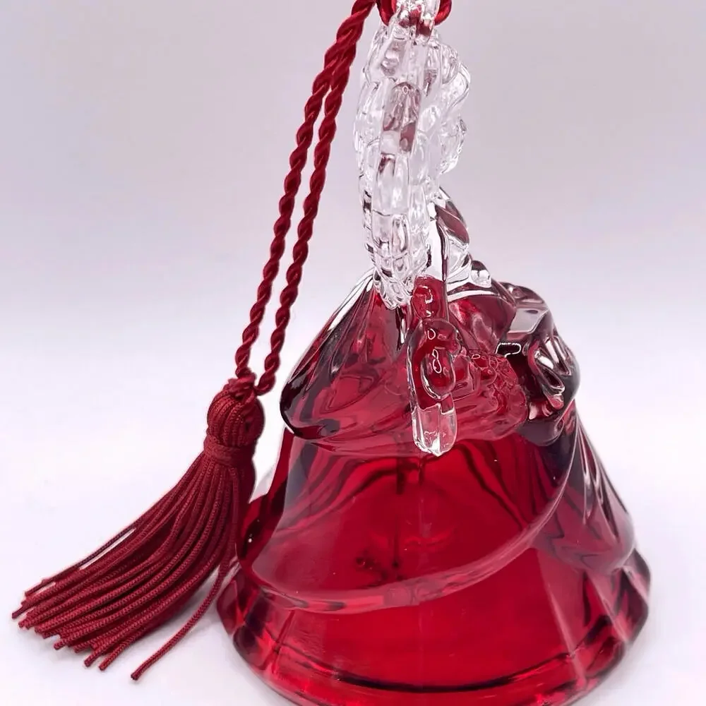 Marquis Waterford‎ Crystal Noel Angel Bell Christmas Ornament Red Clear